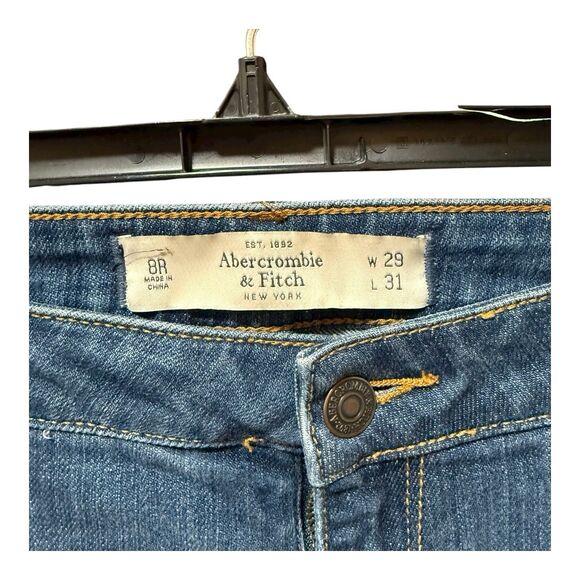 Abercrombie And Fitch New York Womens Distressed Blue Denim Skinny Jeans Size 8R - Picture 4 of 7